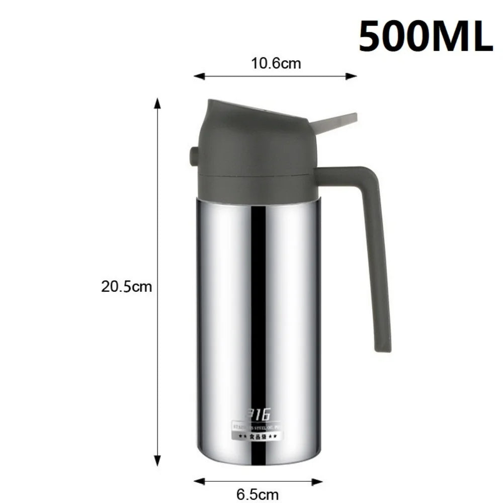 Two-in-one oil dispenser, stainless steel oil spray bottle, can be refilled with portable sprayer, suitable for baking, cooking,