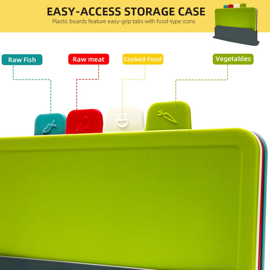 Cutting Boards with Holder Sets for Kitchen Anti Bacterium Plastic Chopping Block Plastic Dishwasher Safe Chrismas