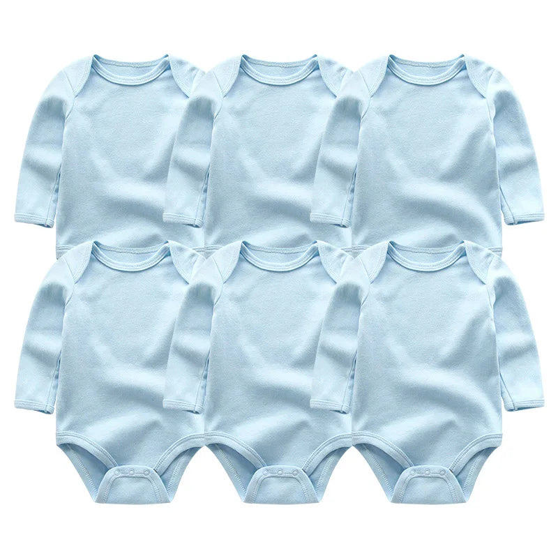 6 Pieces Newborn 100% Cotton Baby Girl Clothes Unisex Long Sleeve Baby Boy Clothes Sets 0-12M Print Autumn Spring