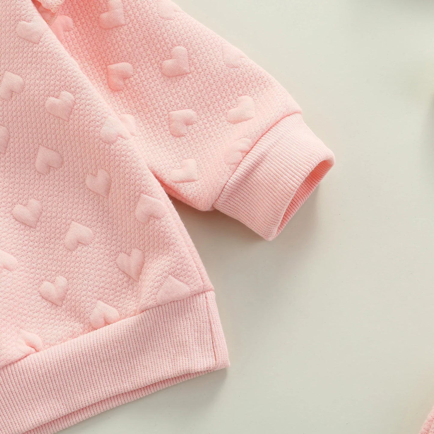 Valentine 2 Pieces Kids Suit Set, Solid Color O-Neck Long Sleeve Ruffle Tops+ Bowknot Trousers for Girls, Pink, 0-24 Months
