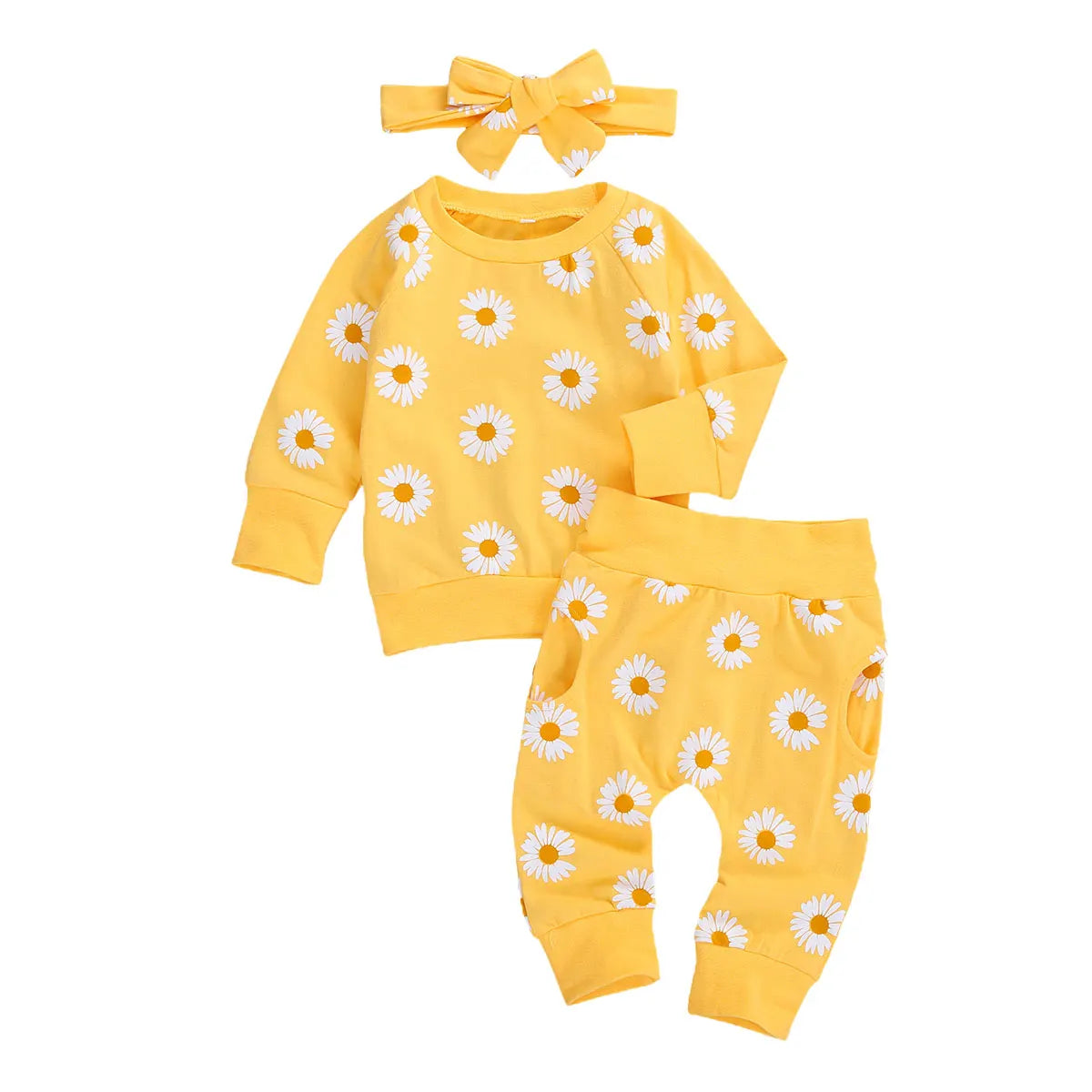 Citgeett Spring New Fall Autumn Infant Baby Girls 3Pcs Set Long Sleeve Lovely Print Top+Long Pants+Headband Toddler Outfits