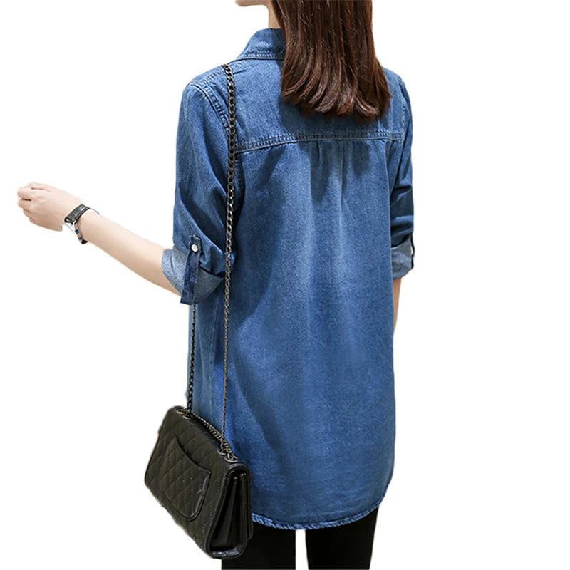 New Women Denim Jacket 2025 Spring Autumn Korean Thin Student  cowboy Shirt Women's Cotton Single-breasted Jeans Jackets Coat