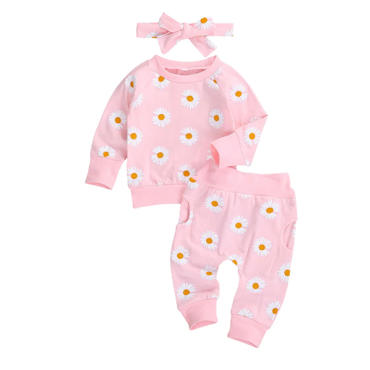 Citgeett Spring New Fall Autumn Infant Baby Girls 3Pcs Set Long Sleeve Lovely Print Top+Long Pants+Headband Toddler Outfits
