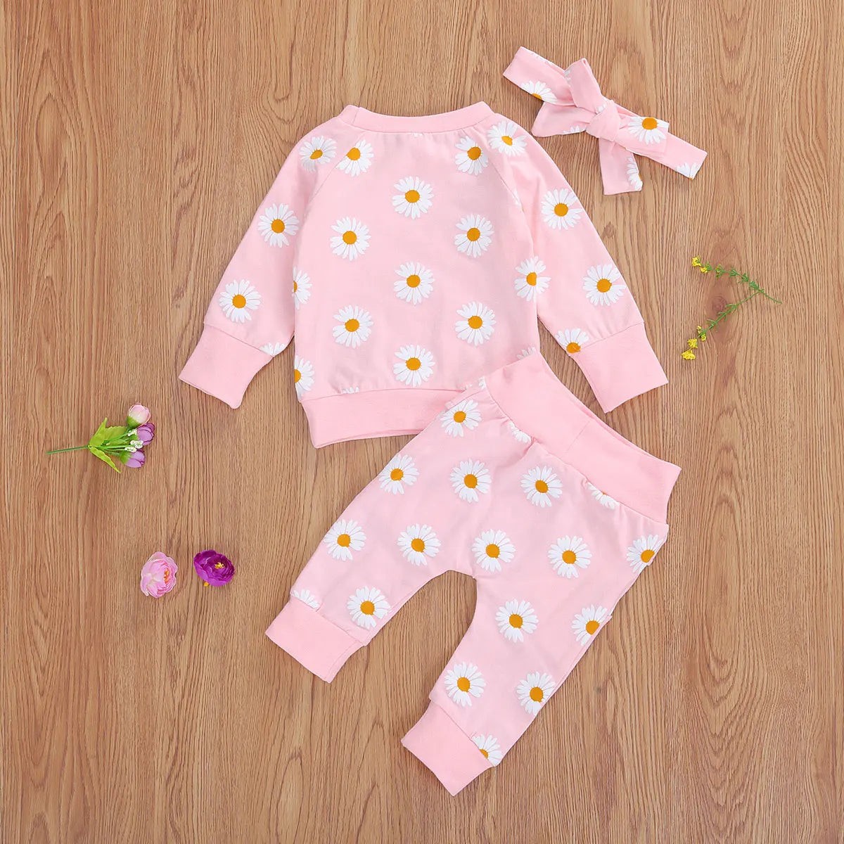 Citgeett Spring New Fall Autumn Infant Baby Girls 3Pcs Set Long Sleeve Lovely Print Top+Long Pants+Headband Toddler Outfits