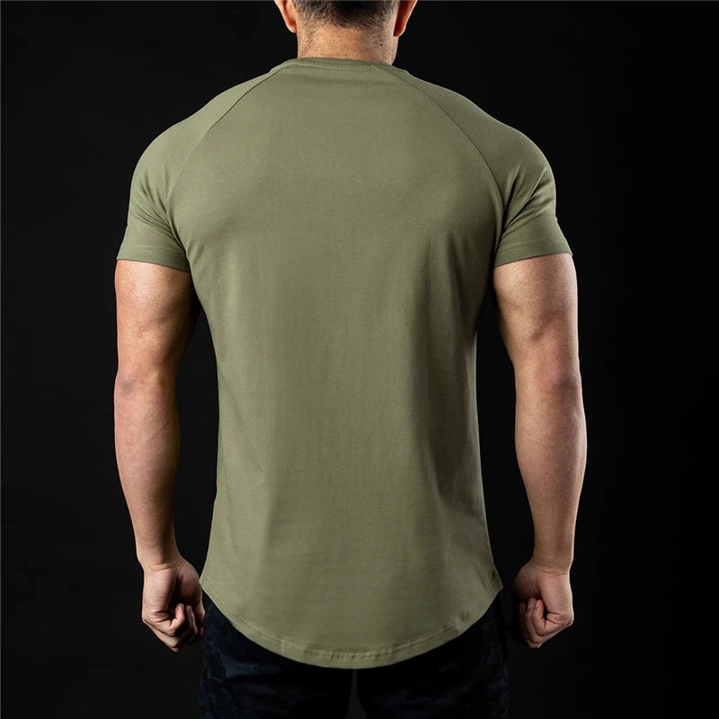 Plain T Shirt Men New Fashion Tee Shirts Summer Cotton Short Sleeve Tshirt Fitness Mens Gym Clothing Casual Sports T Shirts