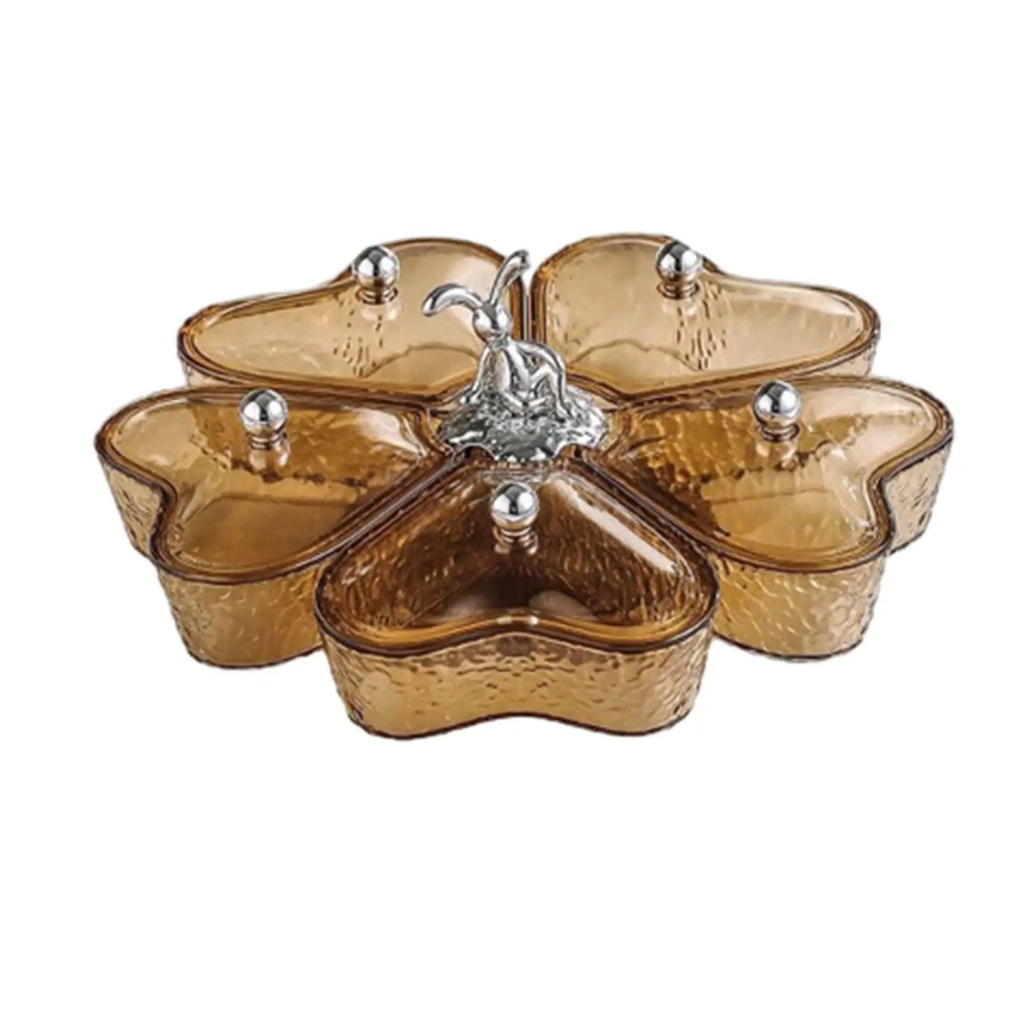 Divided Serving Tray Fruit Plate Organizer Nut Candy Veggie Tray Rotating Snack Platter for Candy Nuts Sweets Fruit Tea Party
