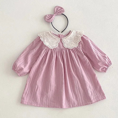2025 New Autumn 1-5Yrs Girl Party Dress Baby Girl Romper Long Sleeved Cotton Splicing Kids Princess Dresses Sister Clothes