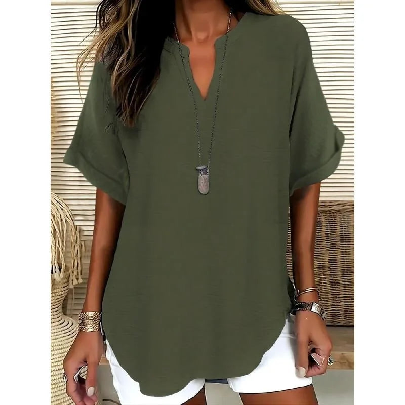 Women's Casual Color Short Sleeve Shirt Spring 2026 Princes Sleeve Other Material 100% Deformation Resistant Fashion