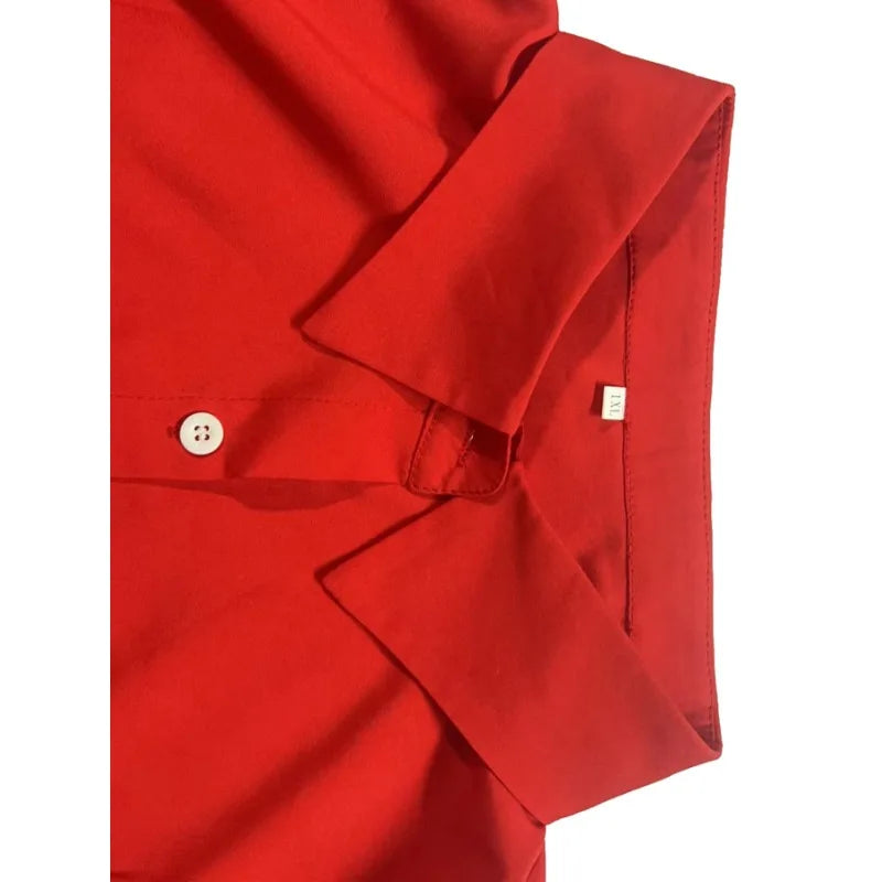 Plus Size  Women's Women's Autumn Fashion Solid Color Single Breasted Lapel Split Long Sleeved Shirt