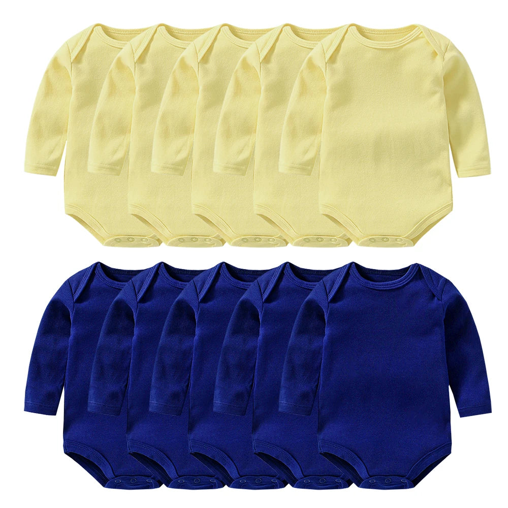 10 pcs Wholesale in Bulk Newborn Toddlers Baby Bodysuits Long Sleeved Body Jumper Romper Onesies Growings Jumpsuit Grows Bodies