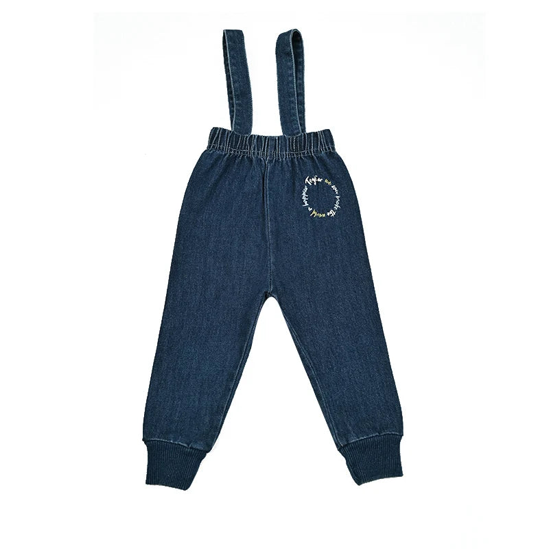 Denim blue family set girls dress boy casual shirt baby rompers family sbling set long sleeves children clothes logo embroidery