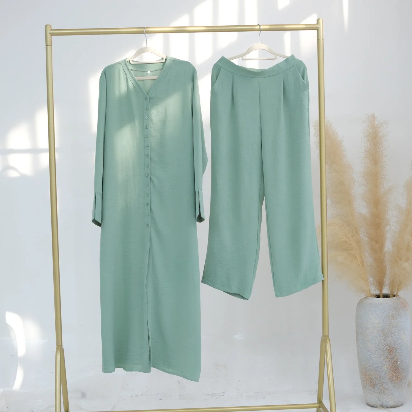 Two Piece Muslim Sets for Woman Ramadan Dubai Modest Abaya Dress Islamic Femme Vacation Travel Outfit Fashion Turkey Robe 2025