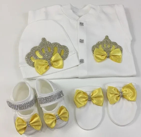 Dollbling Boy Baby Set Clothing Personalized Outfit Custom Baby Clothes Spring Angle Wing Lace Embroidery 4Pcs Layette