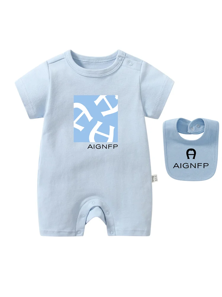Newborns Clothes Rompers 2025 Hot sales Bib scarf Baby Jumpsuit 2Pcs Set Fashion Toddler Romper %100 Cotton Infant Boy Bodysuits