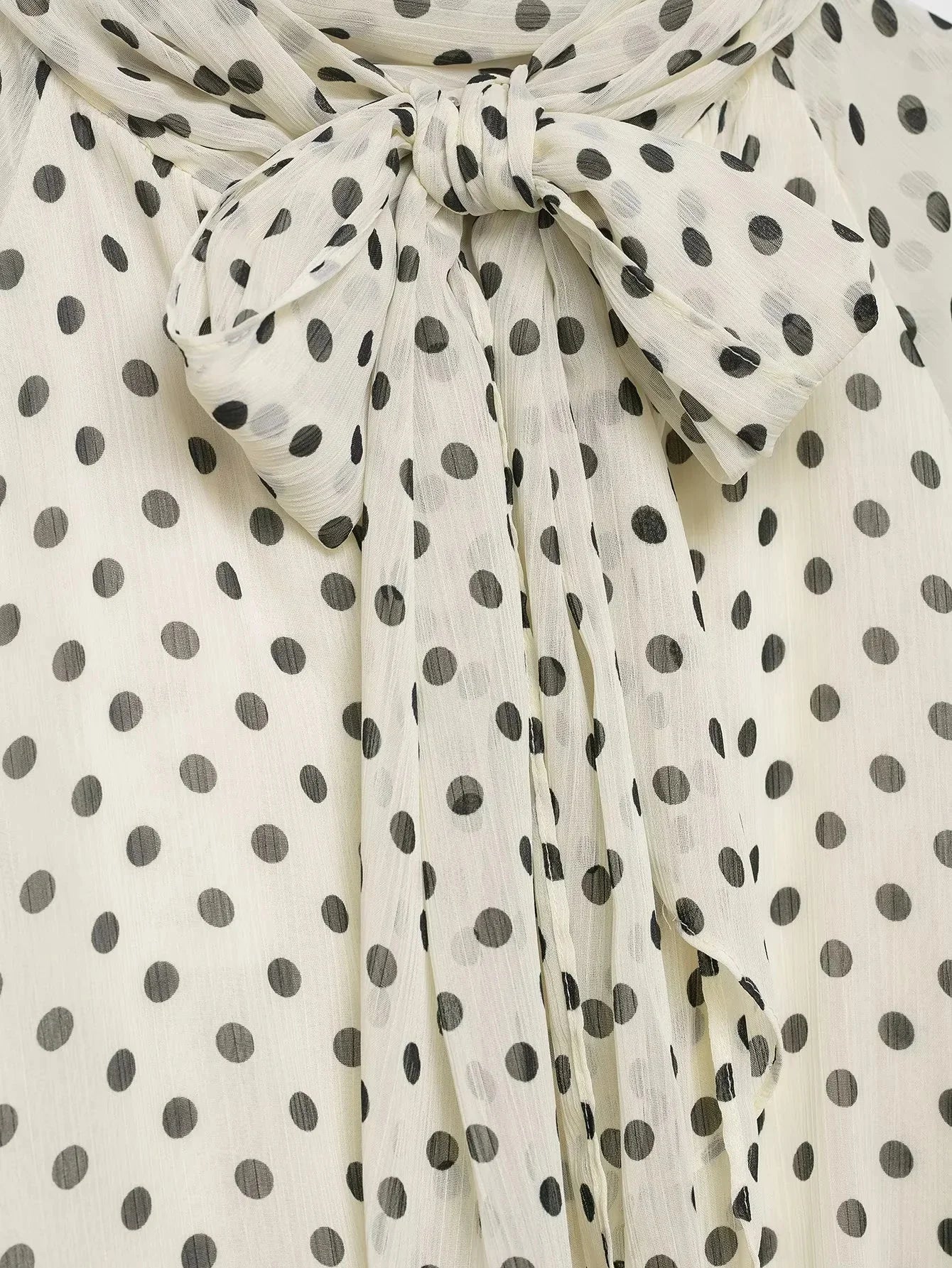 KONDALA Women Trendy Polka Dot Blouse Bow Tie O-Neck Shirt New Fashion 2026 Spring Summer Holiday Party Elegant Mujer Blouse