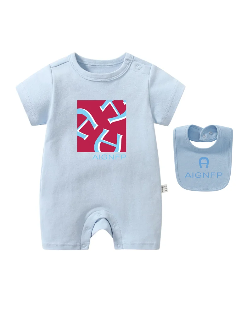 Newborns Clothes Rompers 2025 Hot sales Bib scarf Baby Jumpsuit 2Pcs Set Fashion Toddler Romper %100 Cotton Infant Boy Bodysuits