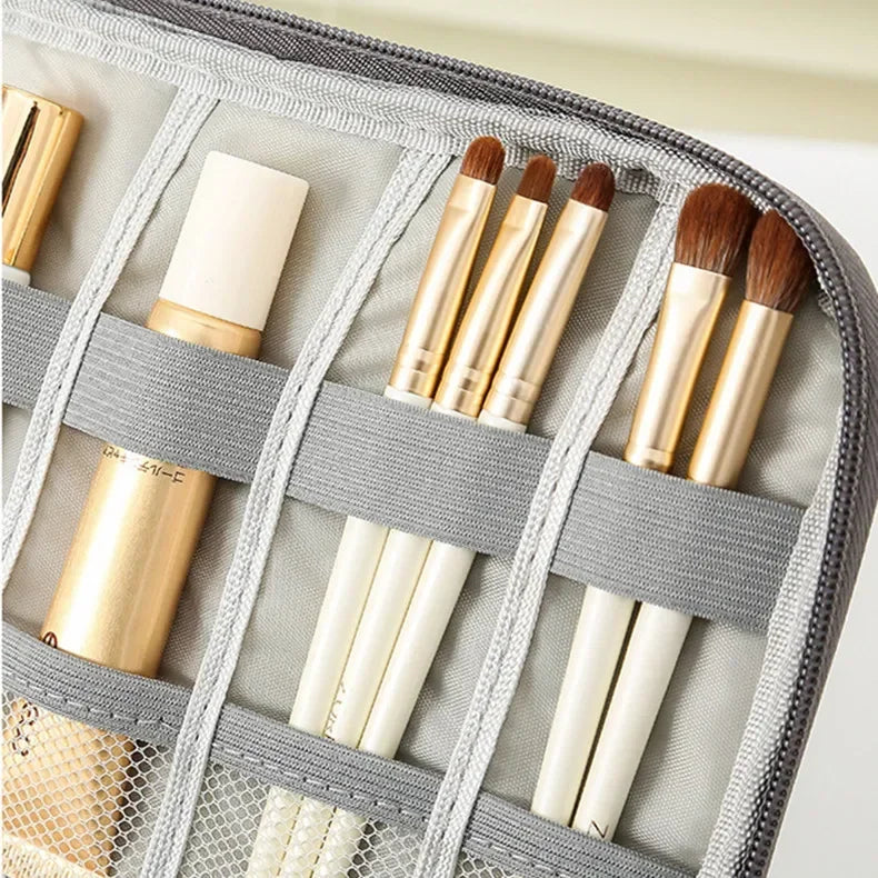 Fashion Solid Color Makeup Bag Large Capacity Travel Cosmetic Organizer Portable Toiletry Bag for Women