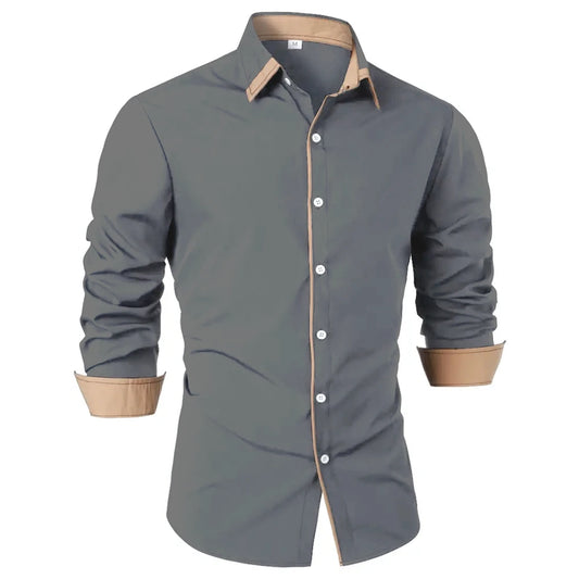 Men's Long Sleeve Shirt Formal Shirt Casual Business Loose Comfort High Quality Solid Color Large Size Men's Top Clothing