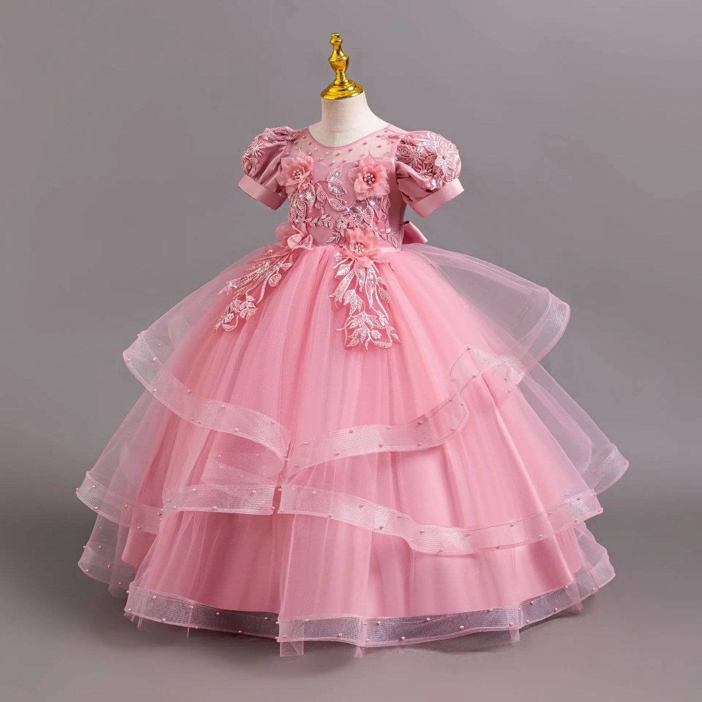 New flower girl wedding dress Girls party dresses, elegant girl walking show evening dress 4-12 years old children's clothing