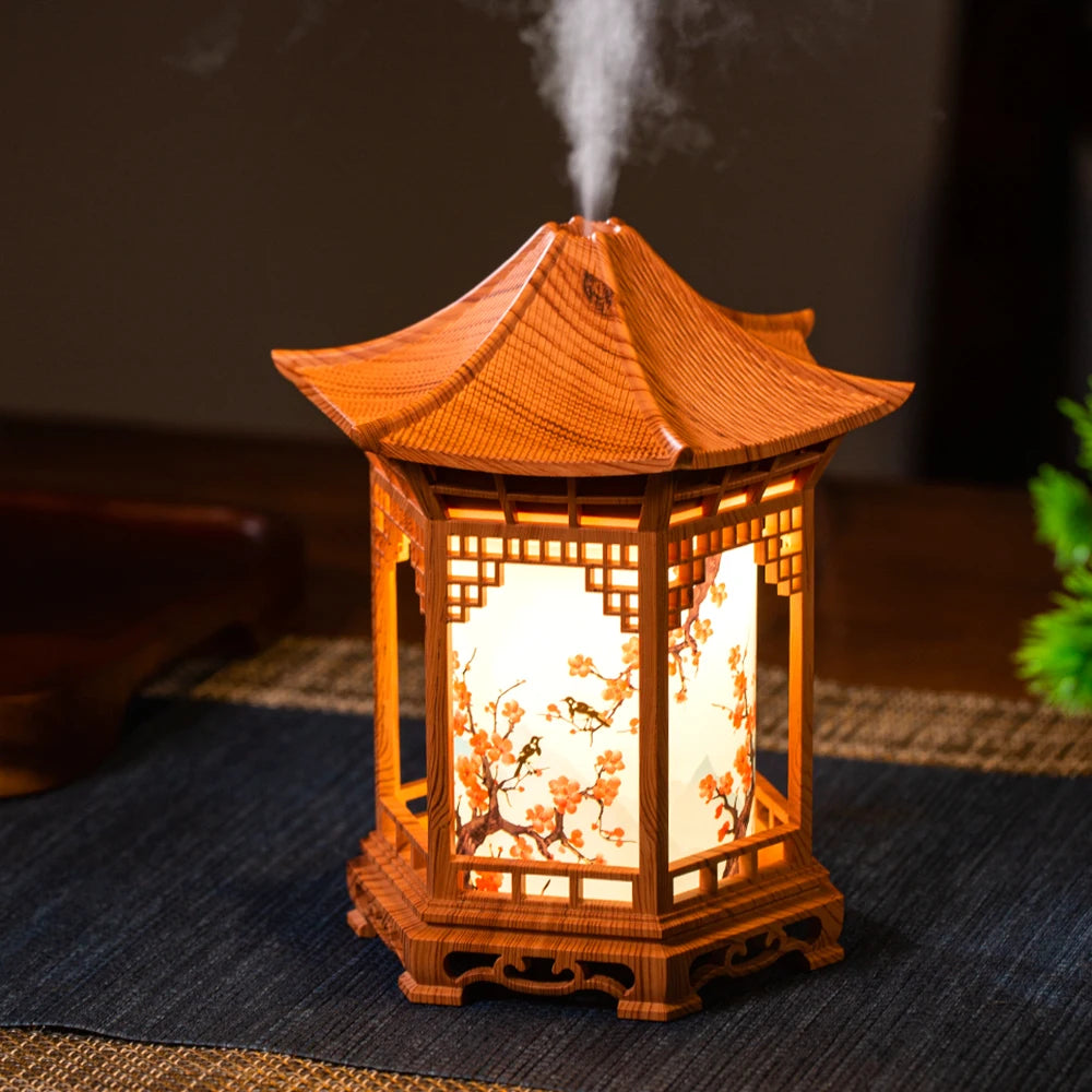 Pavilion humidifier Chinese style element unique creative decoration atmosphere night light delicate spray to improve the air