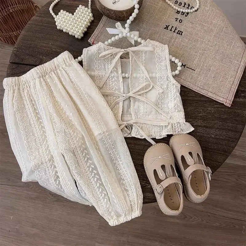 Girl's Princess Style Set Fashionable New Girl Baby Summer Dress Set Trendy Children's Summer Fashion Beach Set