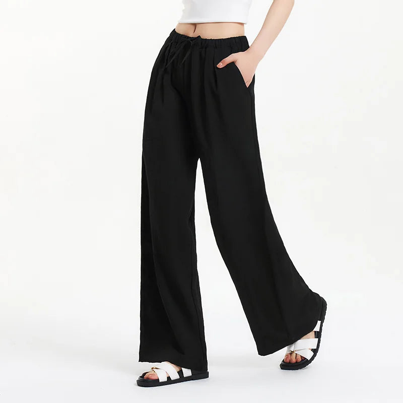 Semir Casual Pants Women Long Pants Relaxed Fit 2025 New Summer Elastic Waist Wide Leg Minimalist for  Daily Comfortable Wear