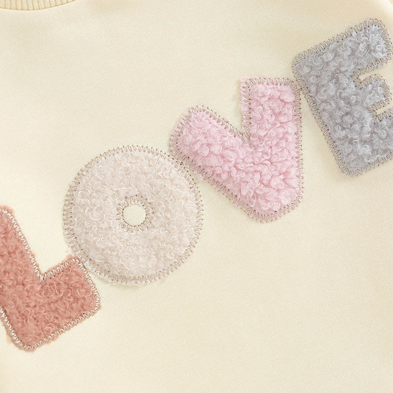 Baby Girl Clothes Newborn Infant Fall Winter Outfits Love Print Long Sleeve Sweatshirts Tops Pants Set 0-24M