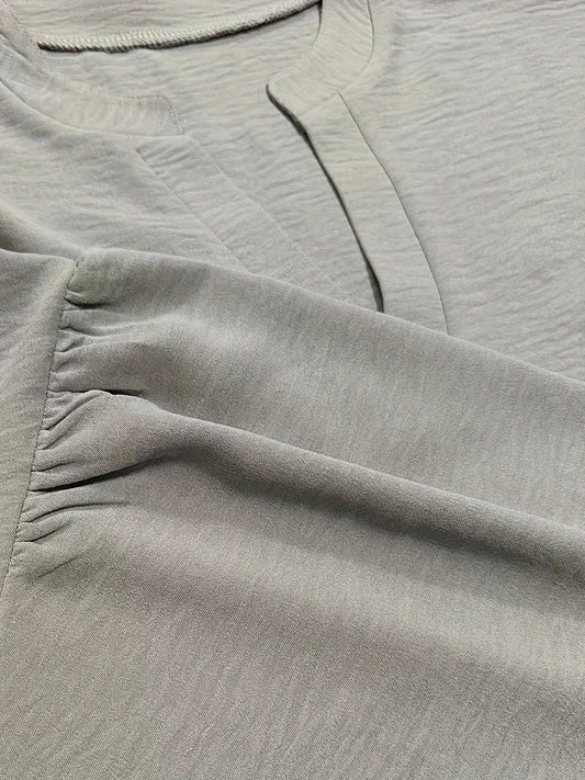 Plus Size 1XL-5XL Women Casual Solid Color Blouse Ladies Fashion Loose Tops V-neck Blouse Long Sleeve Shirt