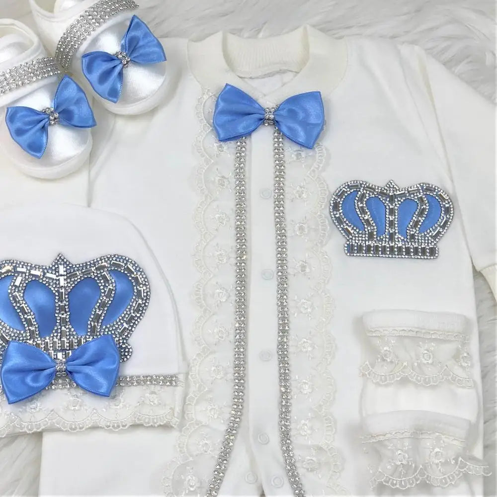 Dollbling Boy Baby Set Clothing Personalized Outfit Custom Baby Clothes Spring Angle Wing Lace Embroidery 4Pcs Layette