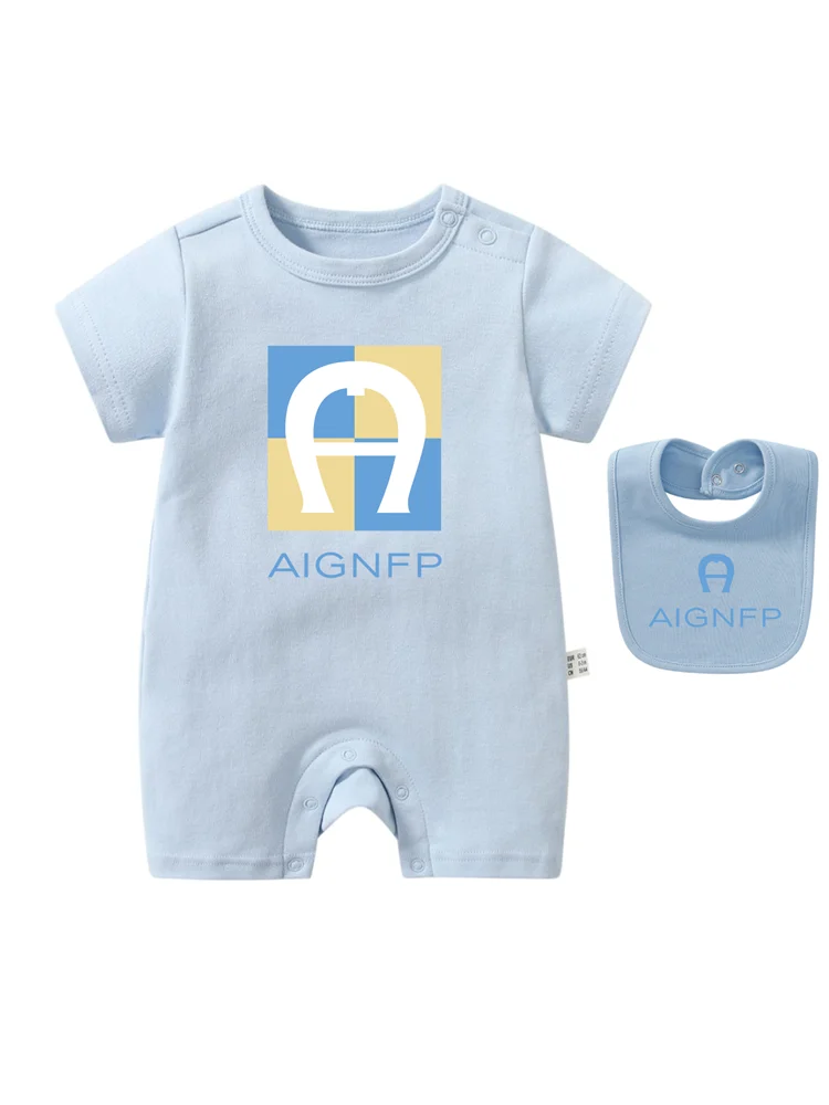 Newborns Clothes Rompers 2025 Hot sales Bib scarf Baby Jumpsuit 2Pcs Set Fashion Toddler Romper %100 Cotton Infant Boy Bodysuits