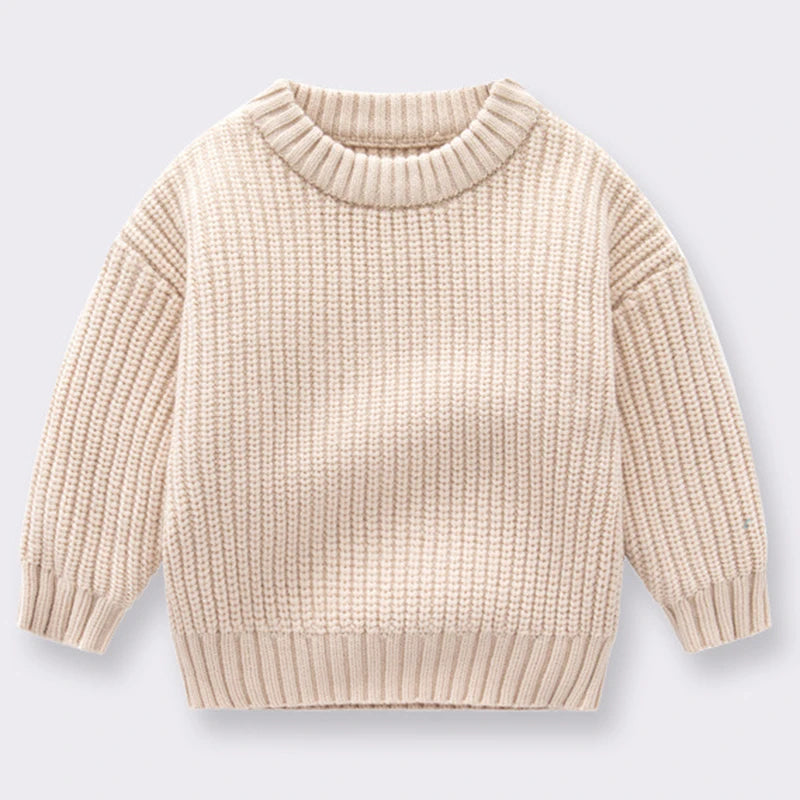 2024 Autumn Newborn Baby Girl Boy Knitted Sweater Long Sleeve Winter Sweater Solid Loose Pullover Casual Tops 3M-6Y Kids Clothes