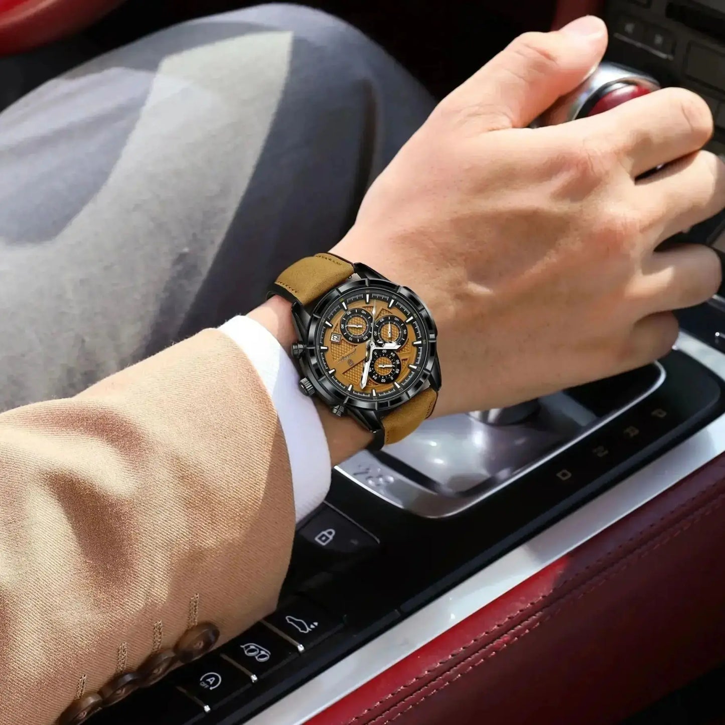 POEDAGAR Luxury Top Men Wristwatch Quartz Original Leather Men's Watches Date Chronograph Waterproof Luminous Man Watch Male+Box