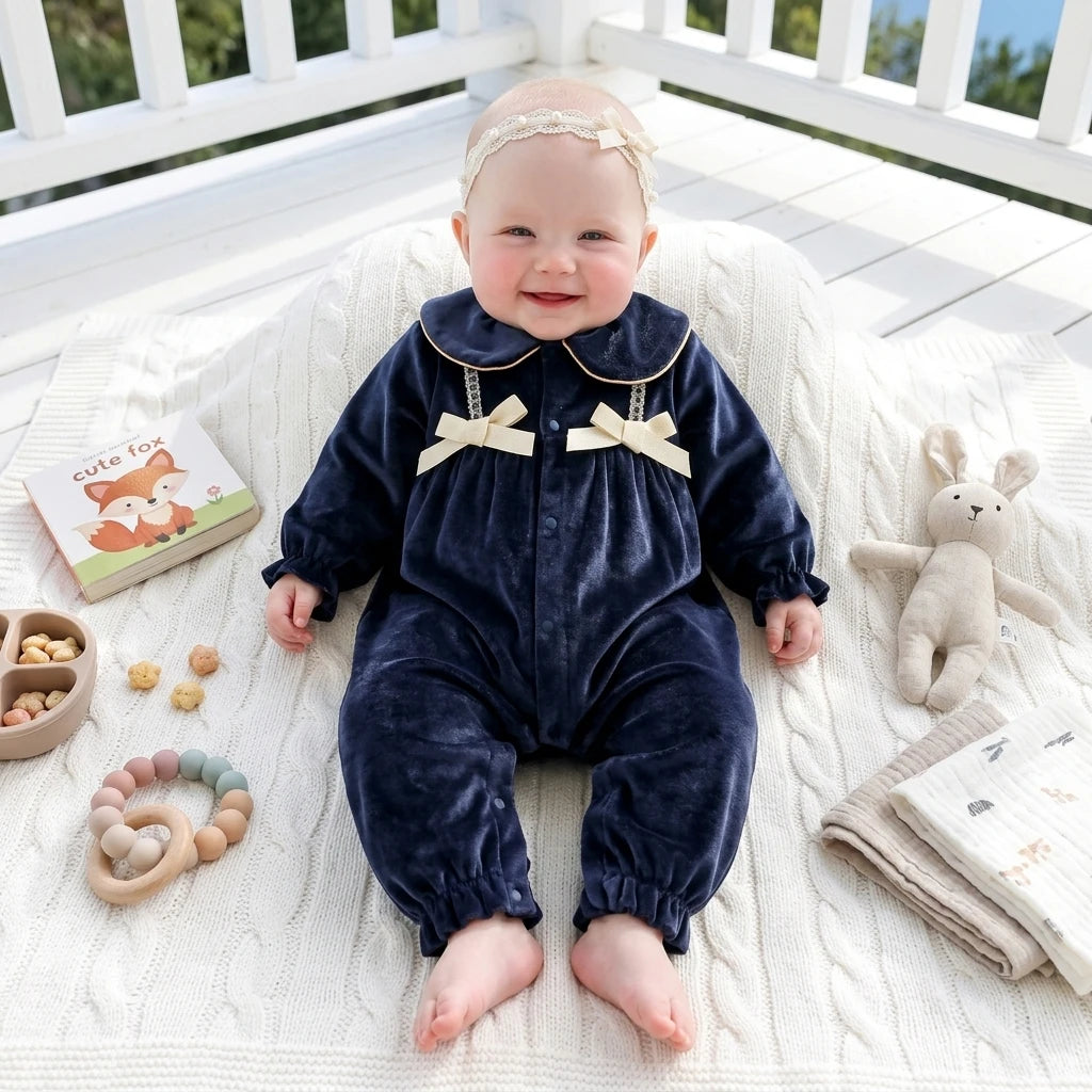 Sanlutoz Winter Lace Thickened Warm Toddlers Girls Clothing Long Sleeve Princess Cute Baby Girls Jumpsuits