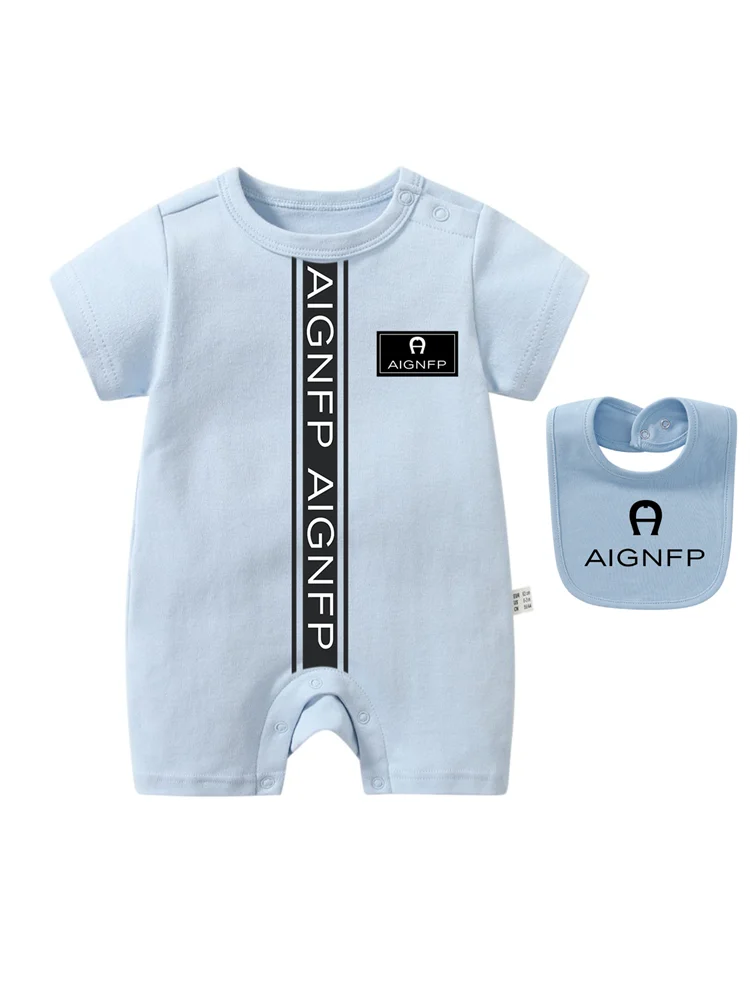 Summer Newborns Jumpsuit %100 Cotton Baby Clothes 2025 New Toddler Boys Rompers Bib scarf Set Infant Soft Short sleeve Bodysuits