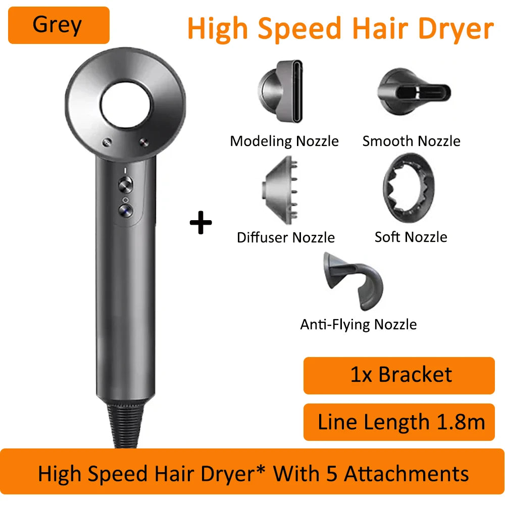 Super Leafless Hair Dryer 5 in 1 Hair Dryer 220V Professional Haircare 1600W Powerful Air Blower Negative Ionic Salon Style Tool