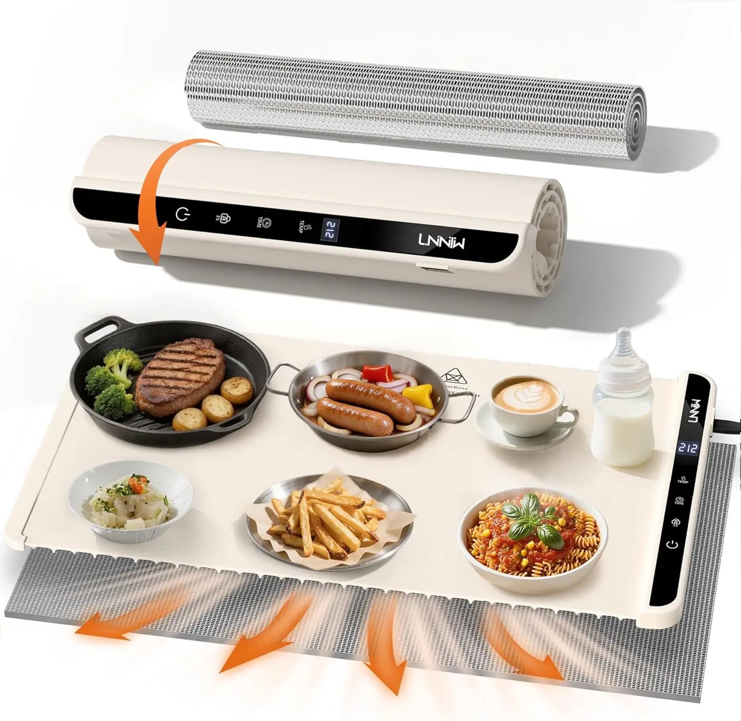 Food Warming Mat with Heat-Resistant Pad, 26X15 Inch, 6 Temperature & 6 Timer Settings, Child Lock Safety,Food Warmer Chafing Di