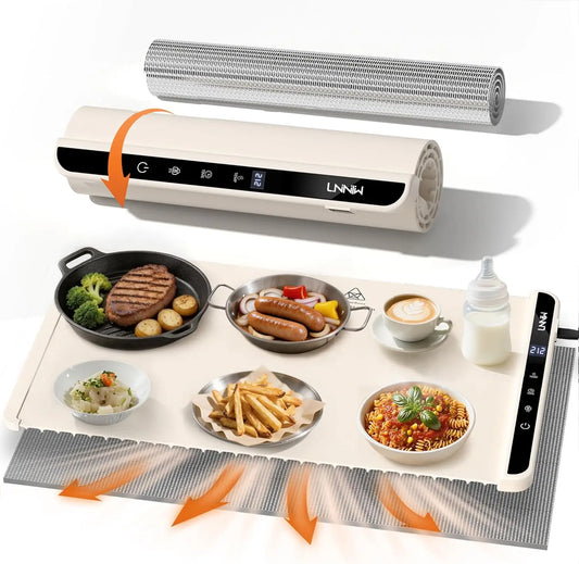 Food Warming Mat with Heat-Resistant Pad, 26X15 Inch, 6 Temperature & 6 Timer Settings, Child Lock Safety,Food Warmer Chafing Di