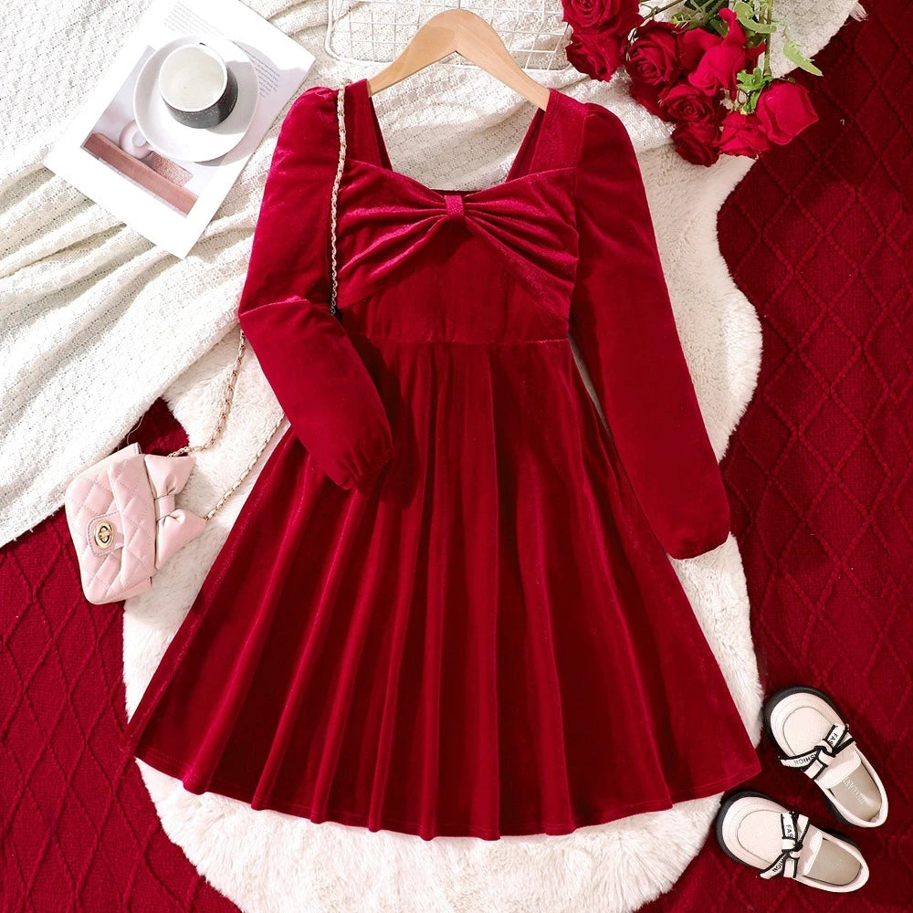 Young Girls' Autumn Outfits Long Sleeve Dress For Christmas Birthday Parties Young Girls Dresses Clothing For 8 9 10 11 12 Years