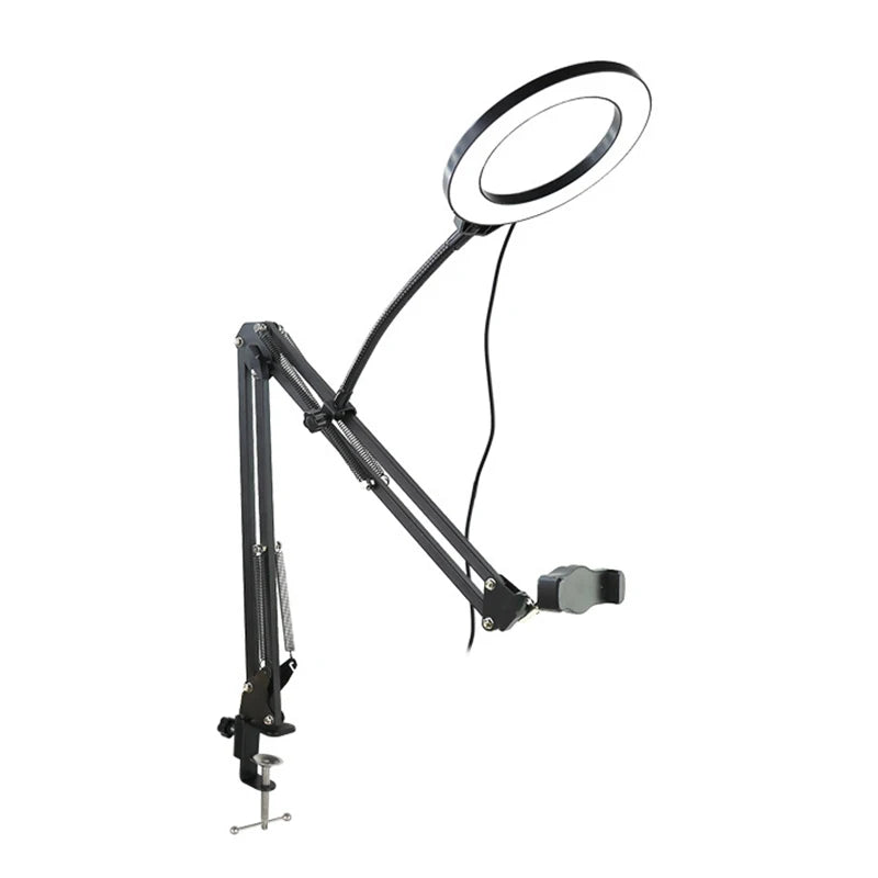Selfie Ring Light with Mobile Phone Holder Support Table Arm Stand Ringlight for Live Broadcast Rong Ligth for Youtube Streaming