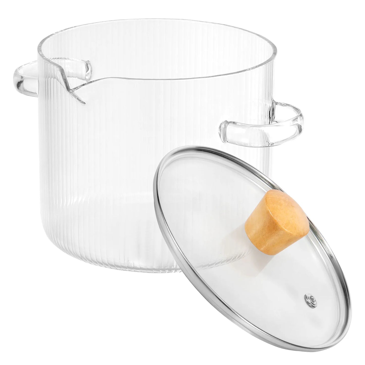 1600ML/2300ML Glass Cooking Pot Transparent Borosilicate Glass Simmer Pot with Lid Multifunctional Stew Pots for Cooking Kitchen