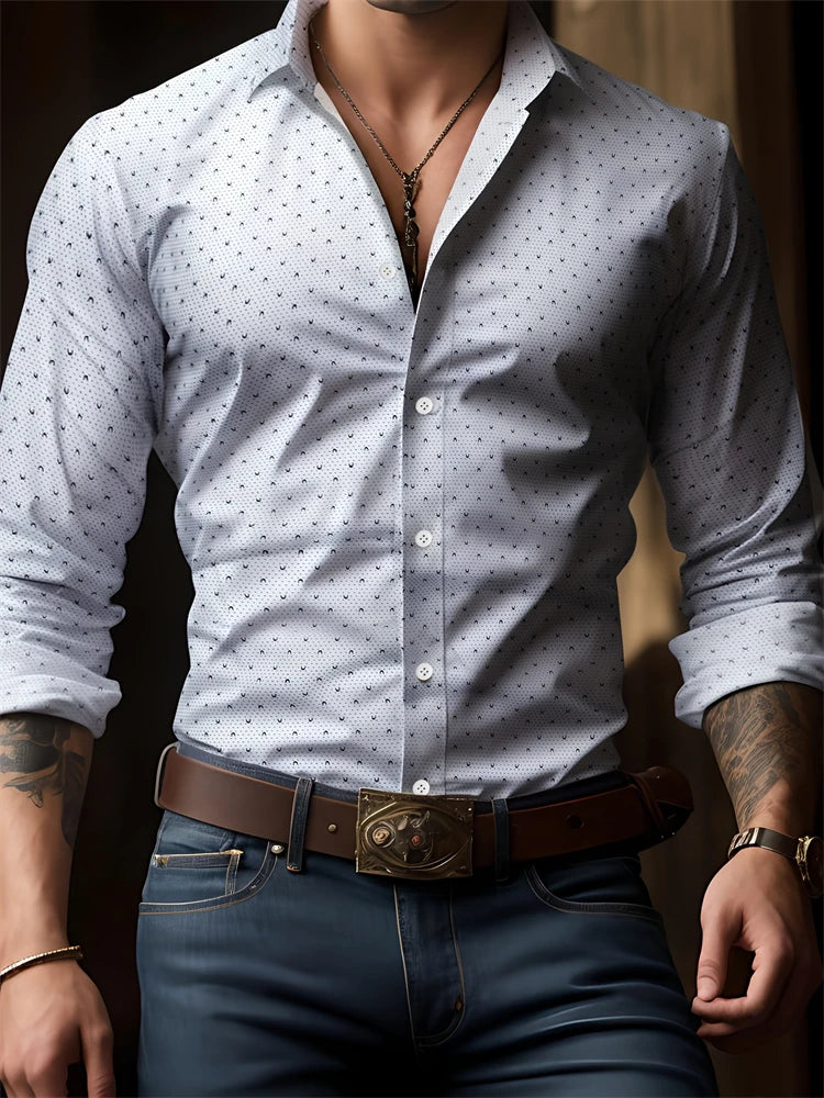 Men's New Spring And Autumn Button Down Shirt Check Print Long Sleeve Luxury Shirt Flip Lapel Oversized Outdoor Street Shot Tops