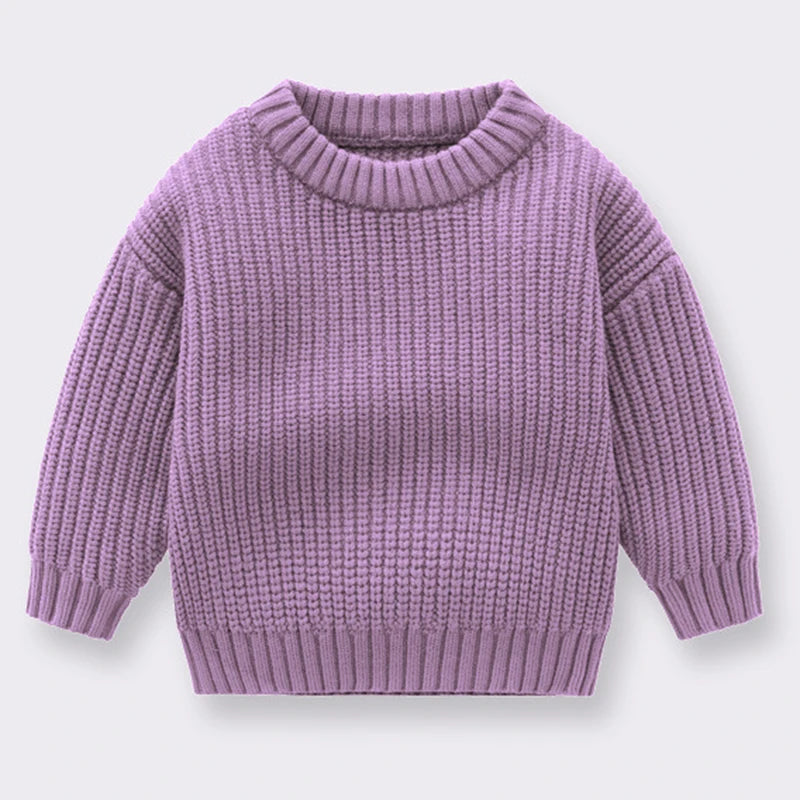 2024 Autumn Newborn Baby Girl Boy Knitted Sweater Long Sleeve Winter Sweater Solid Loose Pullover Casual Tops 3M-6Y Kids Clothes