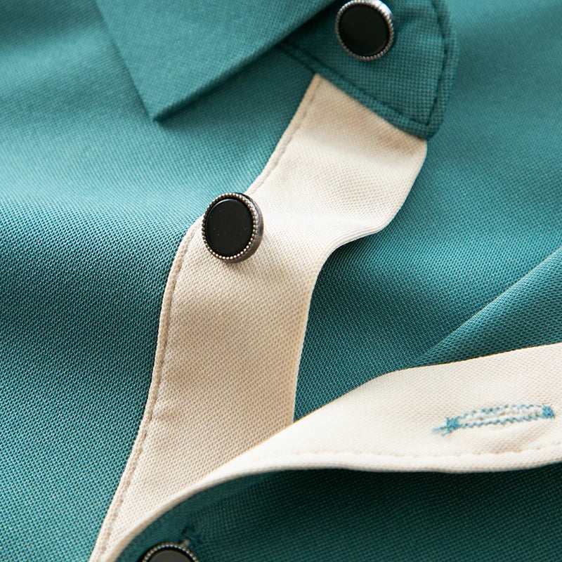 BROWON New Collection 2025 Golf Shirts Mens Short Sleeve Solid Color Turn Down Collar Business Plain Shirt for Man