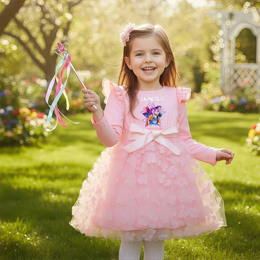 K-Pop Hunters Zoey Mira Rumi Girl Long Sleeve Princess Dress Butterfly Kid Casual Spring Beautiful Birthday Party Dress 2-6Y