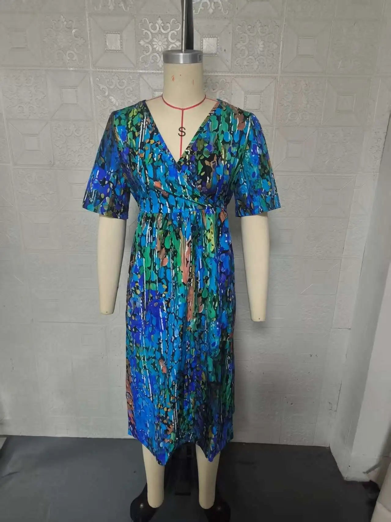 2026 Summer New Loose Casual Shuya V-neck Floral New Hot Selling Printed Dress