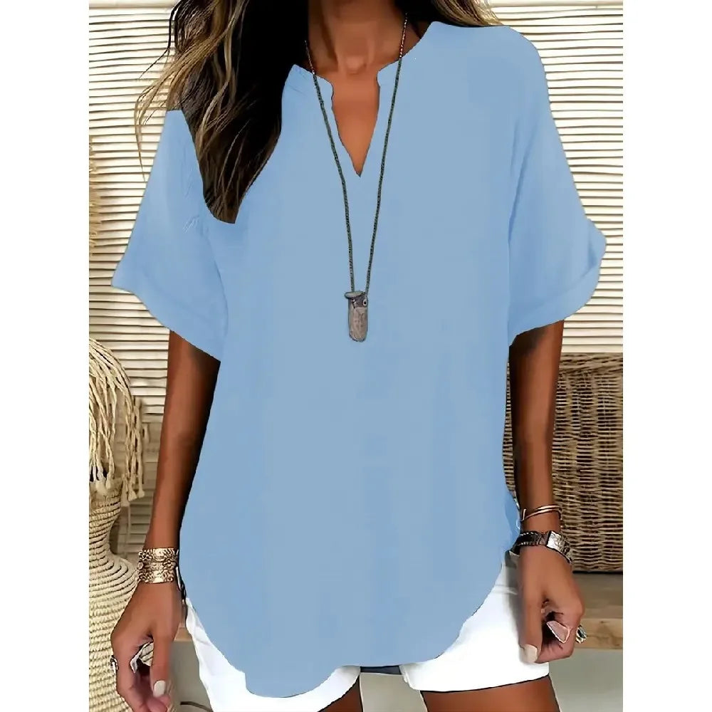 Women's Casual Color Short Sleeve Shirt Spring 2026 Princes Sleeve Other Material 100% Deformation Resistant Fashion