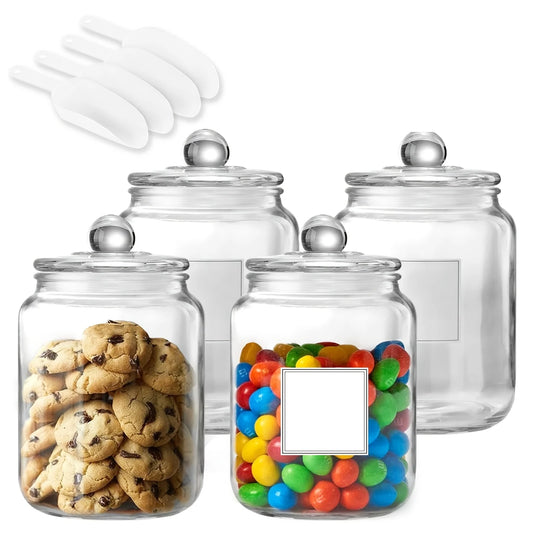 Half Gallon Large Glass Jars with Lids, Airtight Storage Clear Containers for Kitchen, Laundry Room, Set Of 4