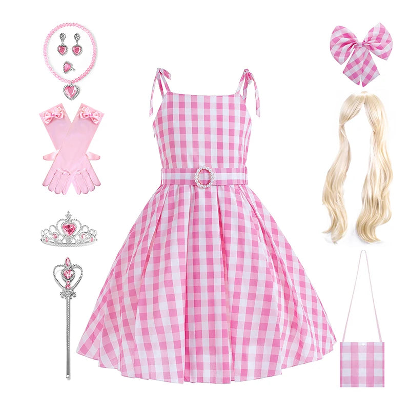 New Movie Girls Costume for Kids Girls Cosplay Birthday Party Princess Dress Pink Halloween Carnival For Girls Clothes