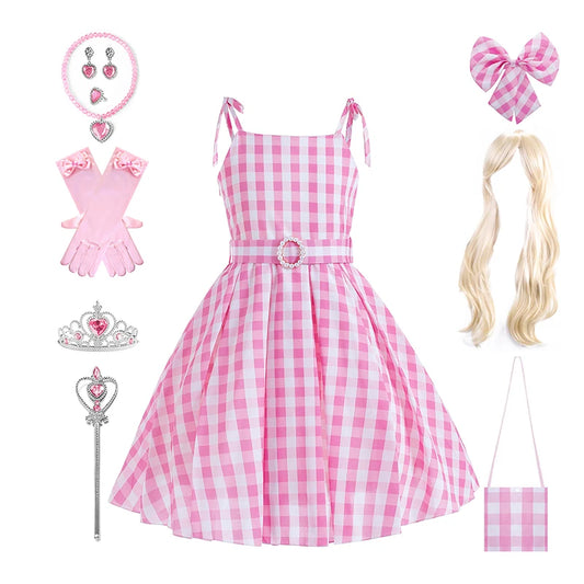 New Movie Girls Costume for Kids Girls Cosplay Birthday Party Princess Dress Pink Halloween Carnival For Girls Clothes