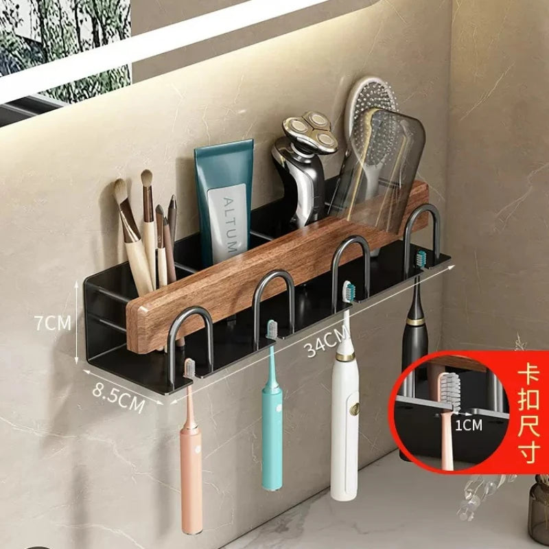 Walnut towel rack no punch bathroom shelf toilet wall mounted washroom storage organizer bath towel holder bathroom accessories